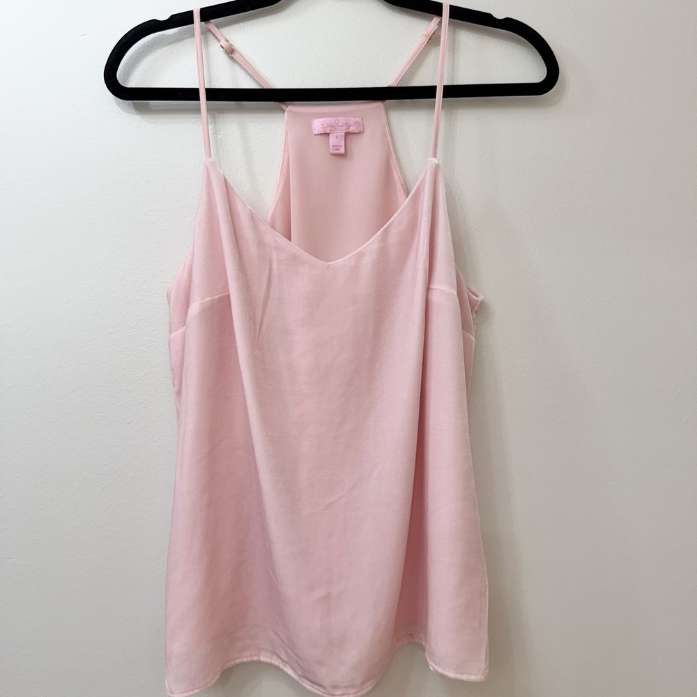 Lilly Pulitzer Tank Top Women's Sz S Light Pink Velvet Camisole Racerback Preppy
